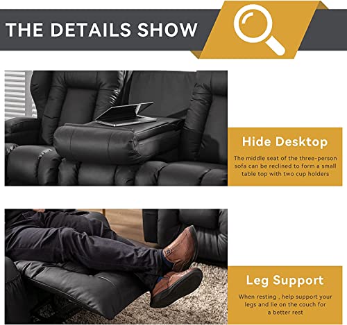 Beige Faux Leather Manual Reclining Loveseat with Console C881425