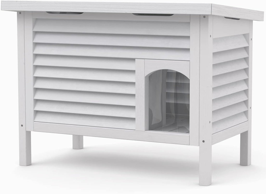 Outdoor Solid Wood Cat House with Waterproof Roof 31.9" Lx18.9 Wx23.6 H U666275
