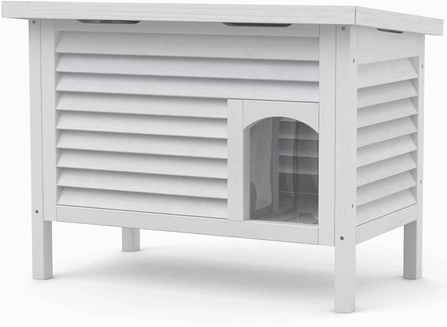 Outdoor Solid Wood Cat House with Waterproof Roof 31.9" Lx18.9 Wx23.6 H U666275