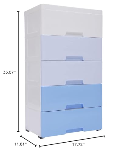 5 Drawer Plastic Storage Cabinet with Wheels Y23660