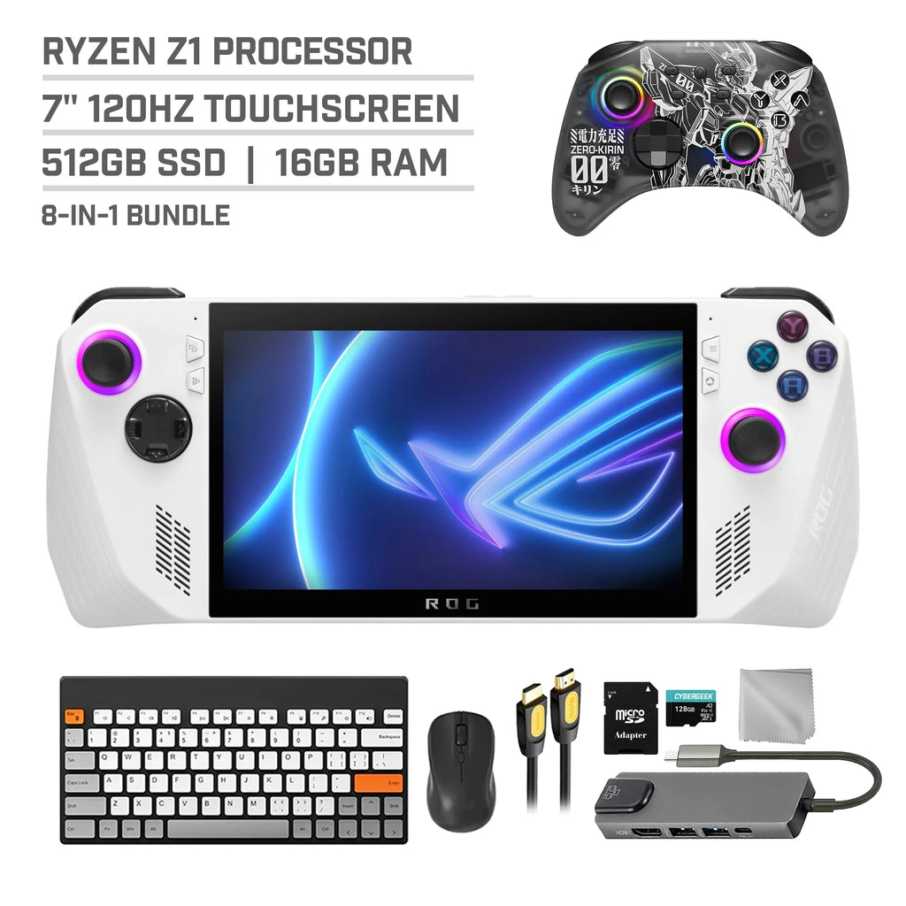 512GB Gaming Handheld 7-inch Touchscreen 120Hz FHD 1080p AMD Ryzen Z1 Processor Bundle U8830