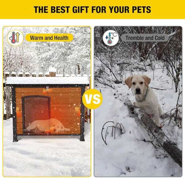 Insulated Outdoor Dog House with Liner Inside Y686301