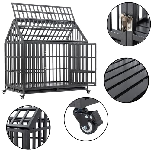 Heavy Duty Metal Dog Crate with Removable Trays, 47 Inch M9956