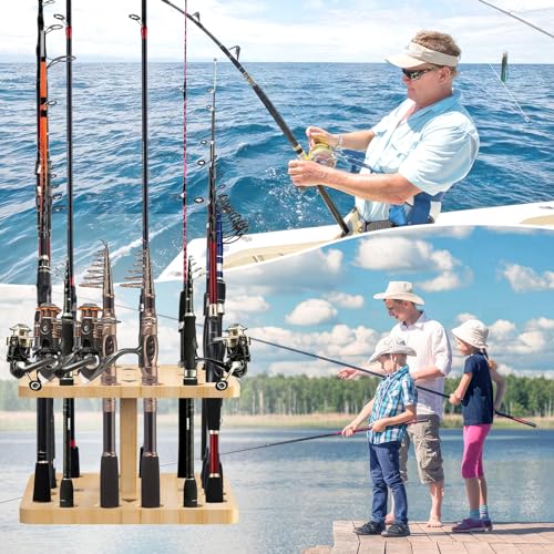 Natural Wooden Fishing Rod Storage Rack J770