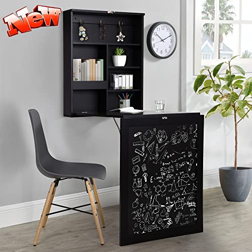 Black Folding Wall Mounted Table with Storage S996388