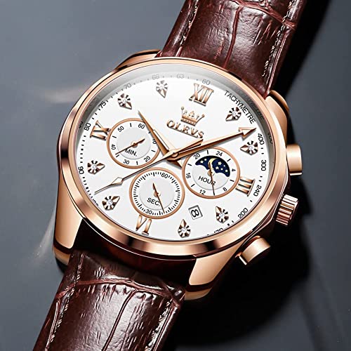 Leather Chronograph Analog Quartz Wrist Watch H502861