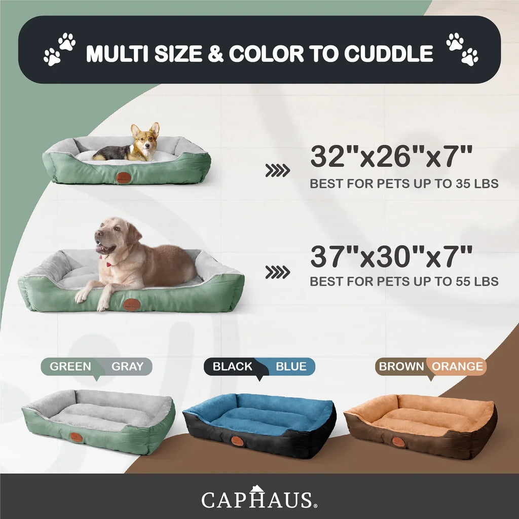 Blue Brown Gray Dog Bolster Couch Bed A4280