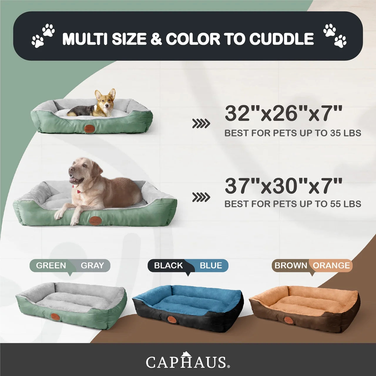 Blue Brown Gray Dog Bolster Couch Bed A4280
