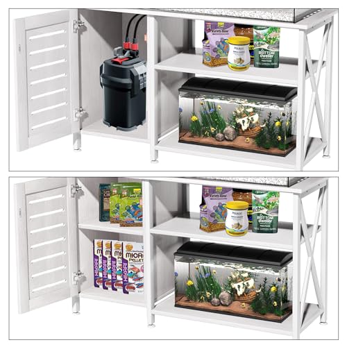 White 55-75 Gallon Fish Tank Stand with Metal Frame Y697529