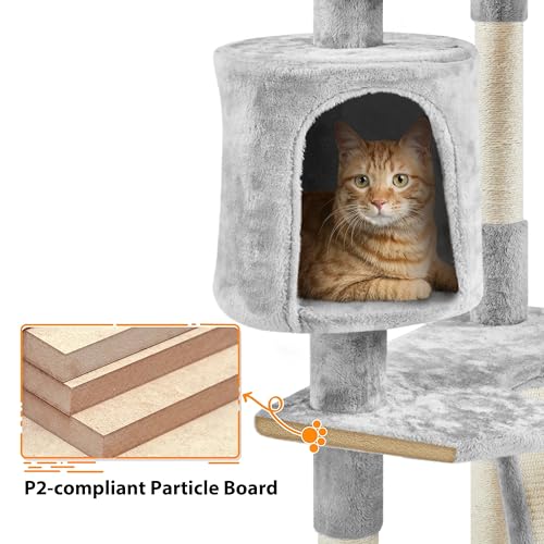 Dark Gray and White Multi-Level Cat Tree with Scratching Posts K552480