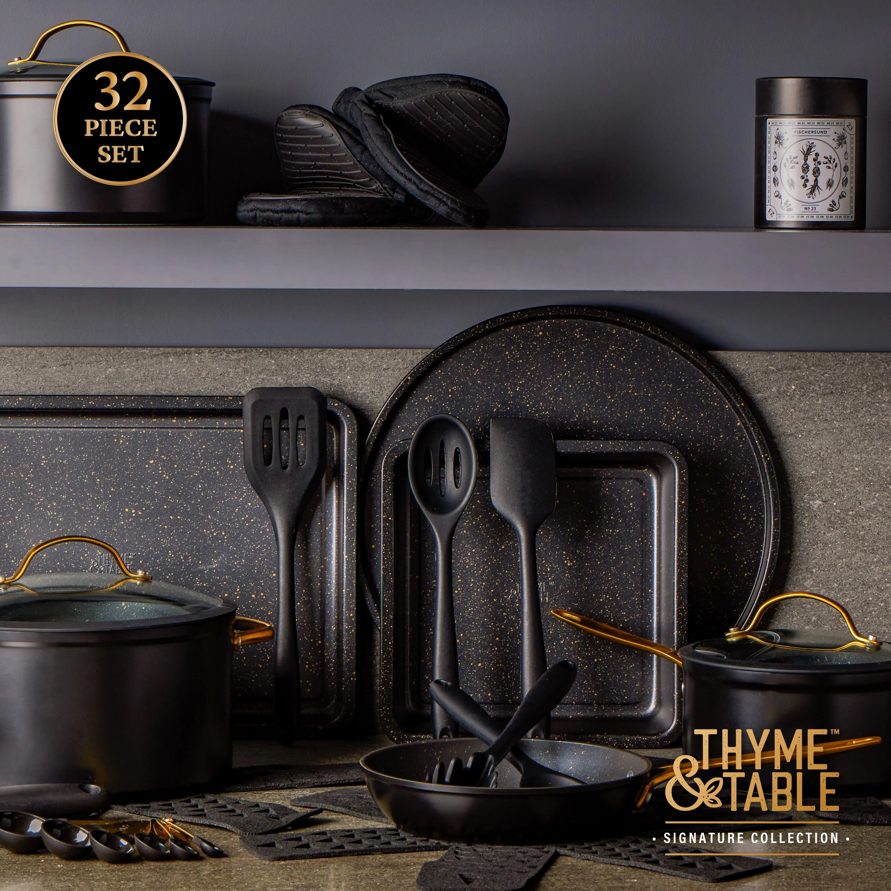 32-Piece Non-Stick Cookware & Bakeware Set, Black Z293847