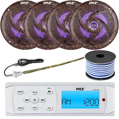 Weatherproof Marine Radio with 2 Pairs of 6.5" 240W Camouflage Speakers U229349