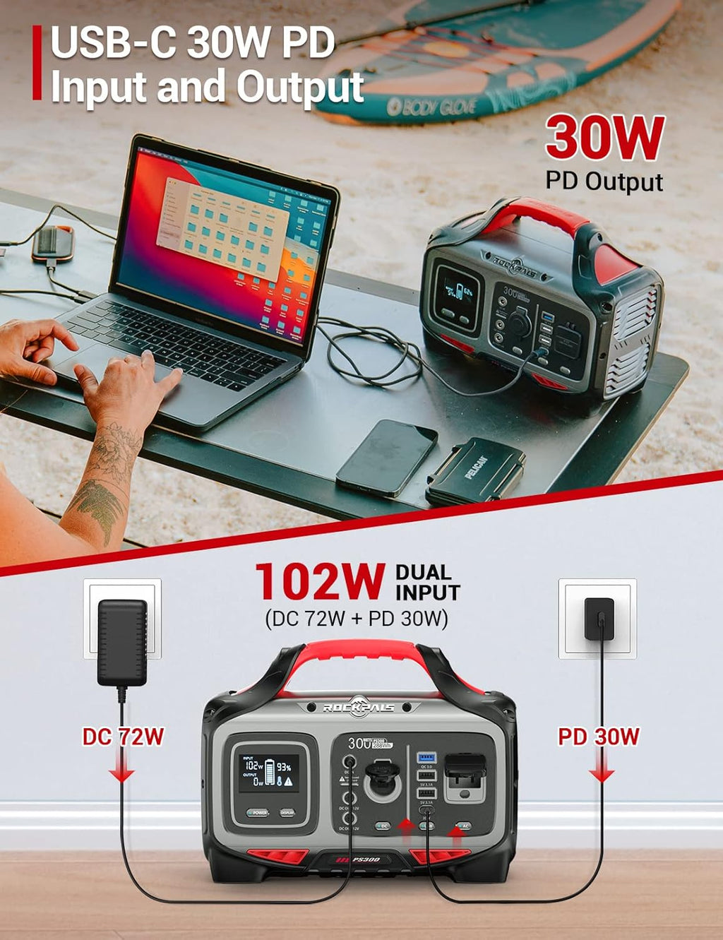 300W Portable Power Station, 280wh (78000mAh) Solar Generator with 110V Pure Sine Wave AC Outlet K5442