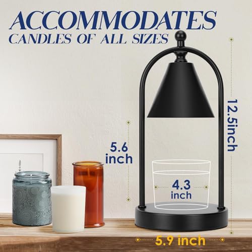 Candle Warmer Lamp with Timer, Electric Black Candle Warmer Light, Dimmable Wax Melts Warmer for Candle Jars A168527