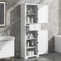 White Tall Bathroom Storage Cabinet with Drawer and Adjustable Shelf A9427