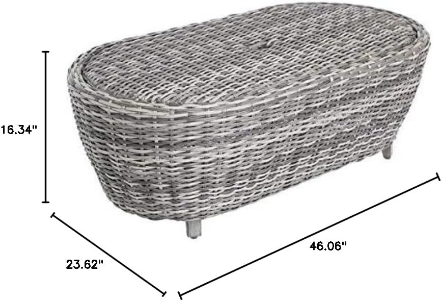 Outdoor Wicker Oval Coffee Table with Storage J136738