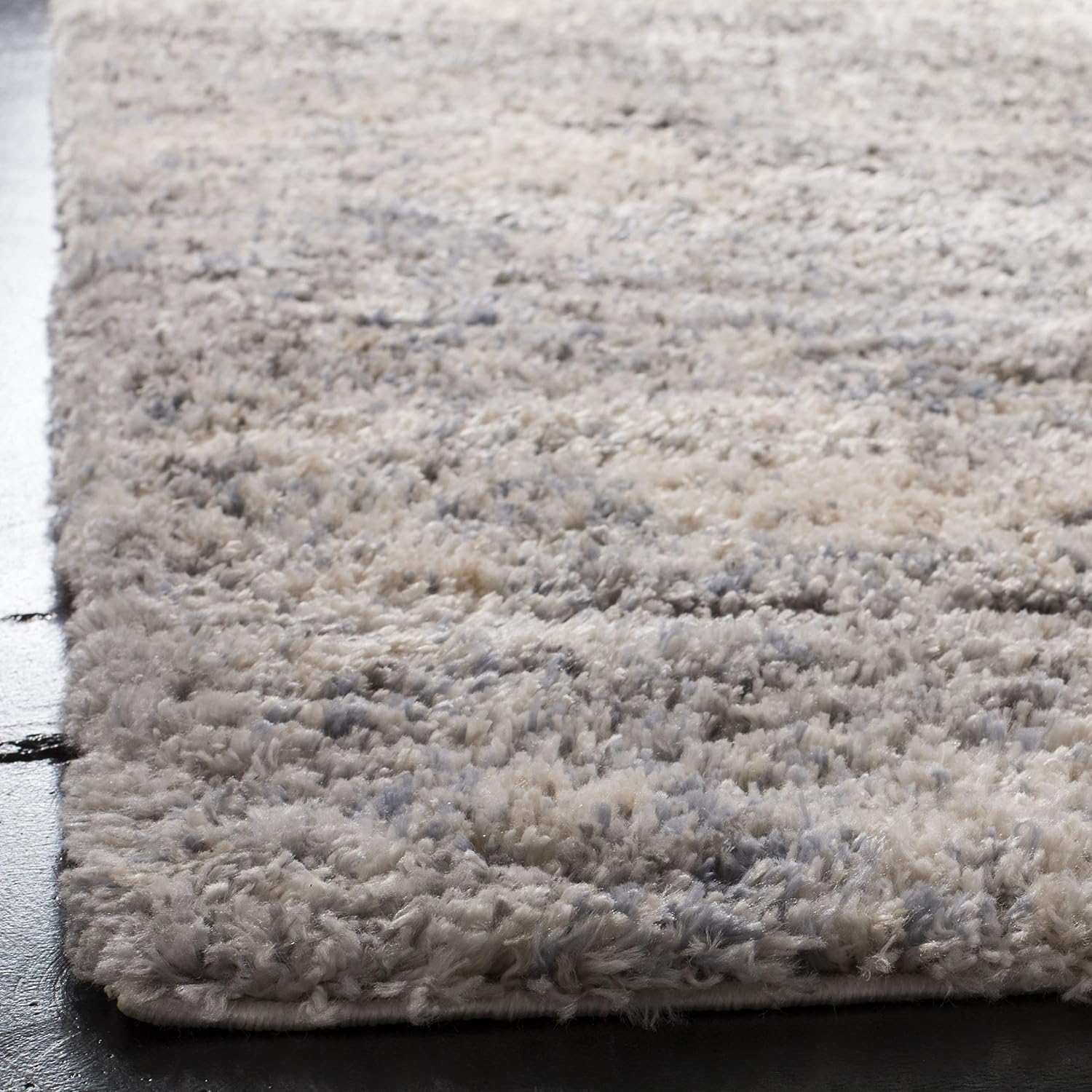 2' x 22' Grey Cream Plush Runner Rug M4382