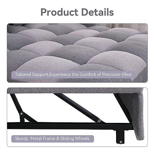 Brown Teddy Fabric Pull Out Sleeper Sofa with Adjustable Backrest and Pillows G628159