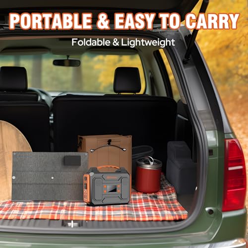 300W Portable Solar Generator with 60W Solar Panel Orange Q407047