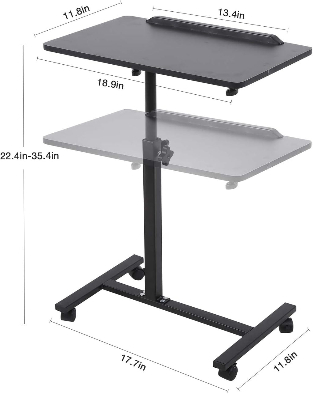 Adjustable Overbed Bedside Table with Wheels Black I3967