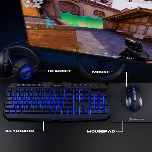 4 in 1 RGB Gaming Keyboard and Mouse Combo with Headset and Mouse Pad F9727