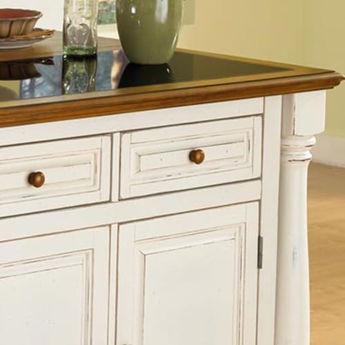 Off-White Kitchen Island Set with 2 Stools U624