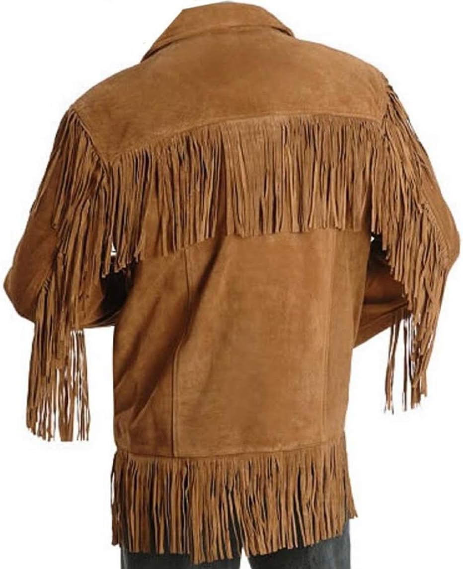 Brown Suede Leather Cowboy Jacket with Fringe A19265