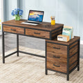 Rustic Brown Reversible Computer Desk with 5 Drawers N581964