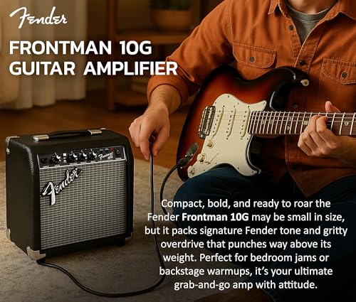 Black Guitar Combo Amplifier with Cable and 12-Pack Picks Y597347