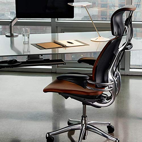 Black Polished Aluminum Ergonomic Office Chair with Headrest M3472