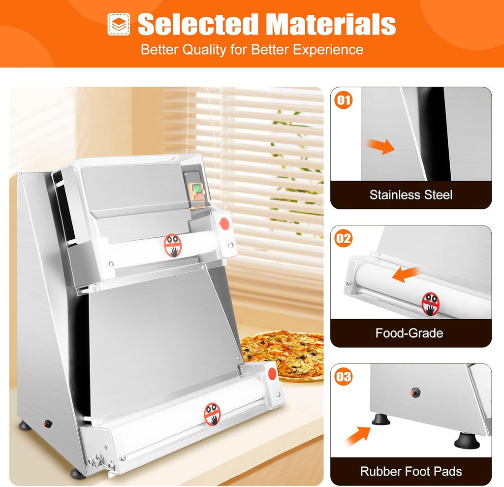 Electric Pizza Dough Roller Machine 15.7" 370W O22762