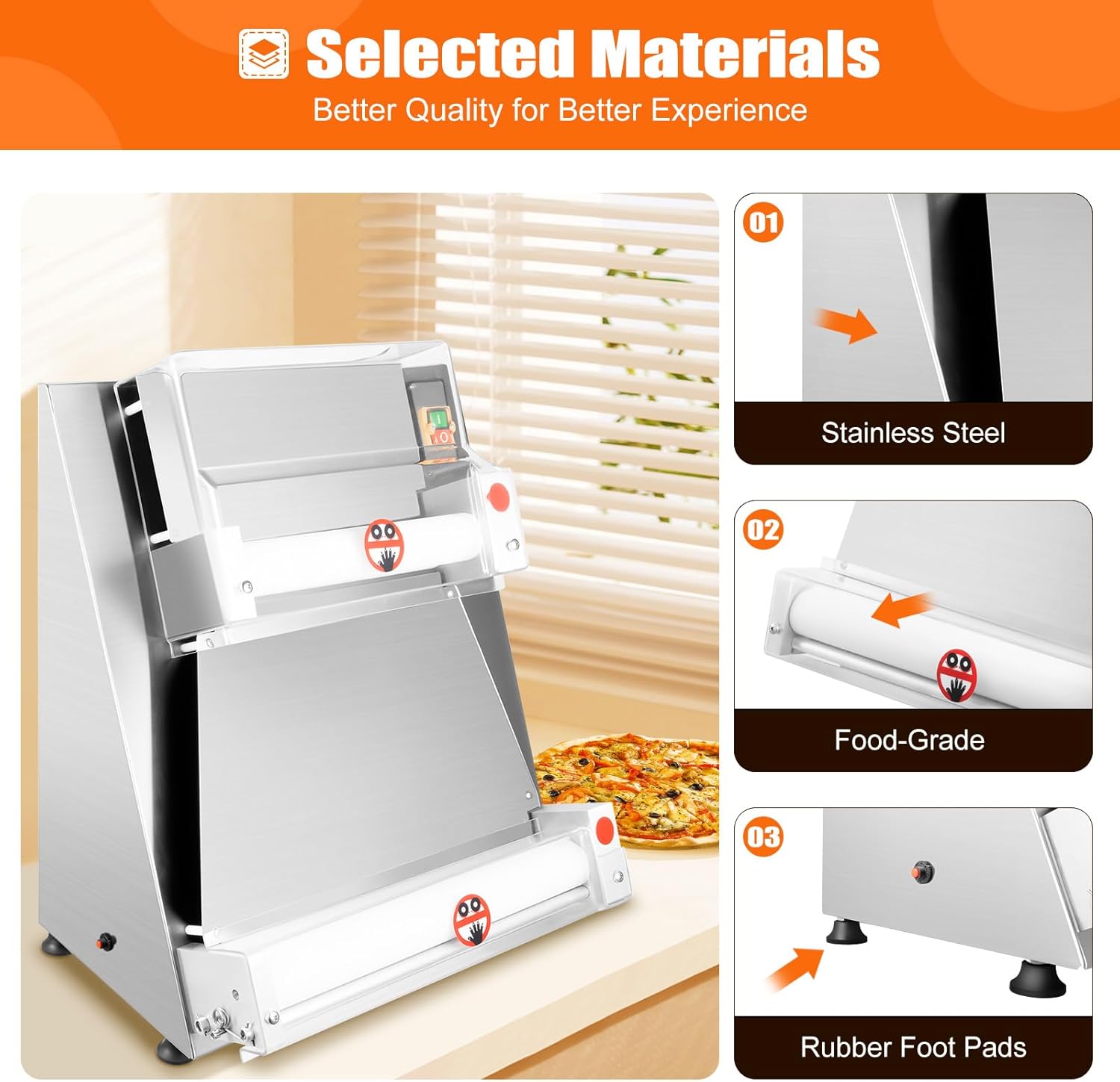 Electric Pizza Dough Roller Machine 15.7" 370W O22762