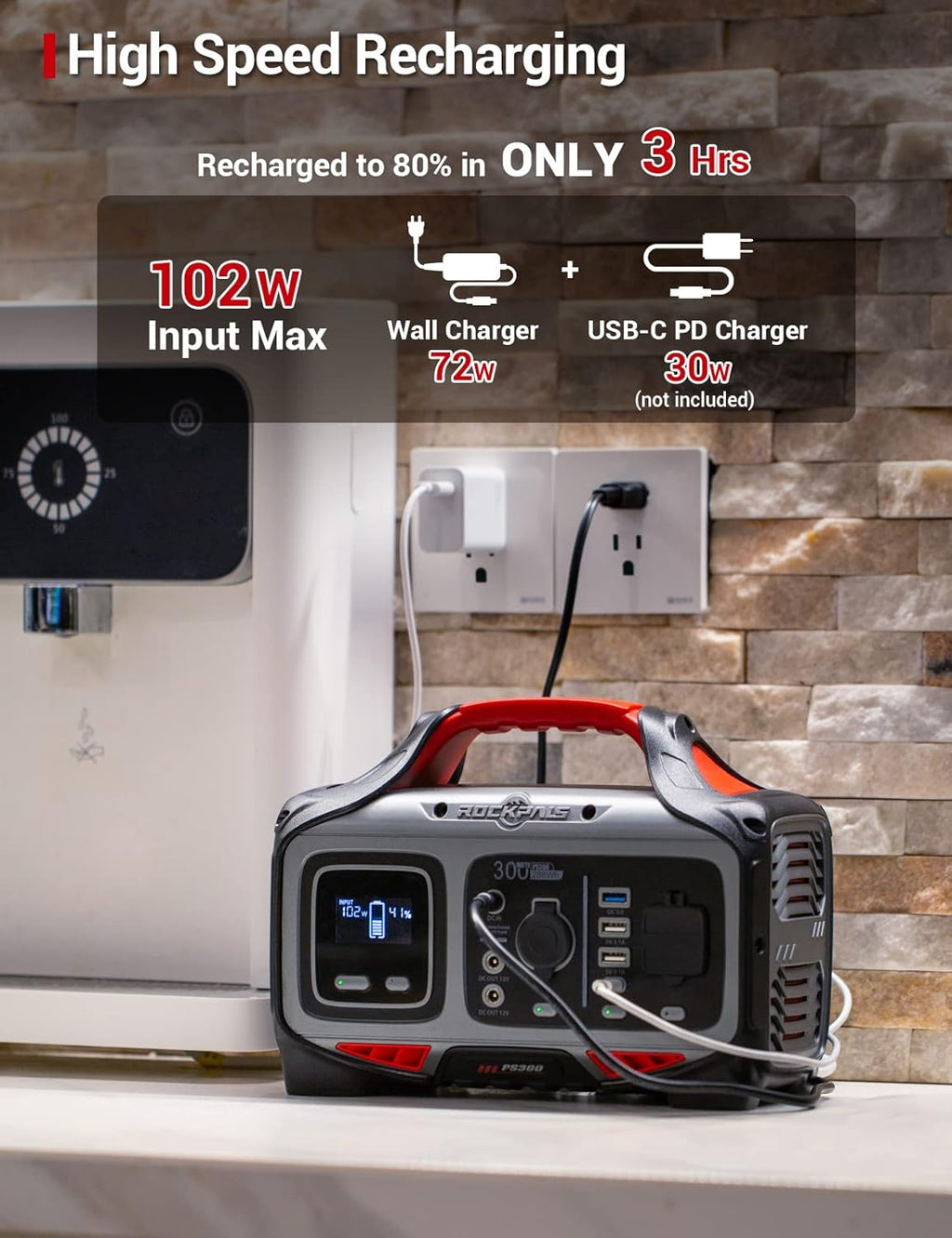 300W Portable Power Station, 280wh (78000mAh) Solar Generator with 110V Pure Sine Wave AC Outlet K5442