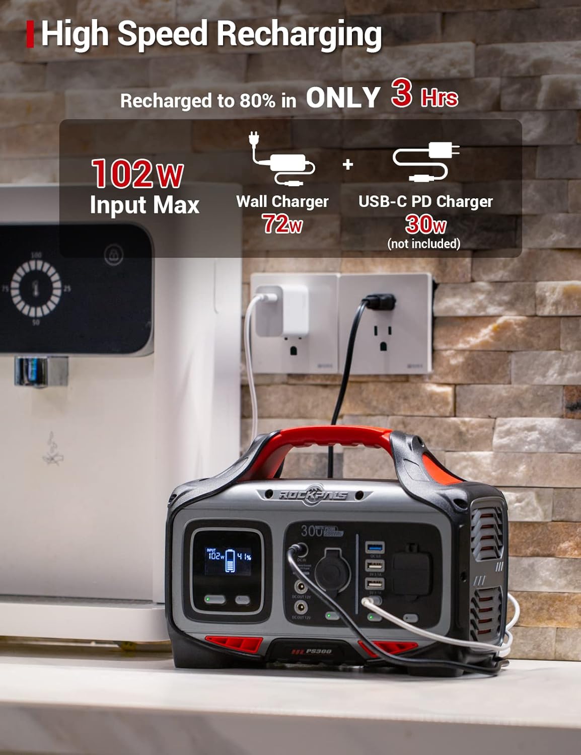 300W Portable Power Station, 280wh (78000mAh) Solar Generator with 110V Pure Sine Wave AC Outlet K5442