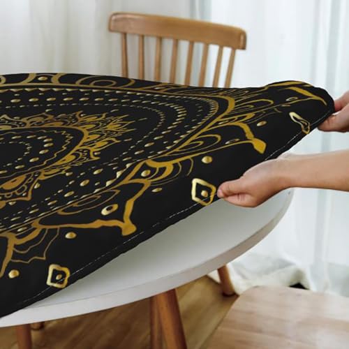 Multicolor Elastic Fitted Round Tablecloth Plaid Fits 45"-50" Diameter Tables R961847