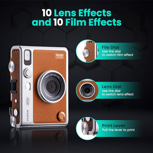 Black Instant Mini EVO Hybrid Camera Bundle with 60 Instant Film Sheets G2224