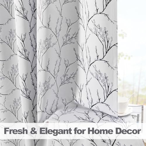 Brown Branch Print Thermal Insulated Curtain, 100Wx84L Inch, 1 Panel G40350