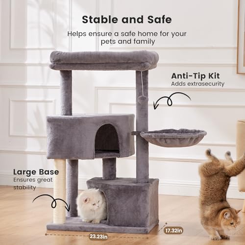 41" Tall Cat Tree with 2.8in Posts & Washable Top Perches A3903