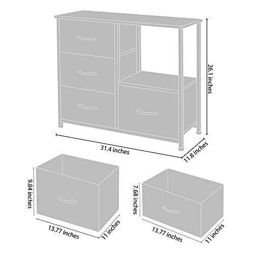 4 Drawer Fabric Storage Tower with Shelves, Dark Grey X65982