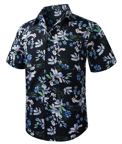 Men's Short Sleeve Floral Button Down Tropical Shirt I962