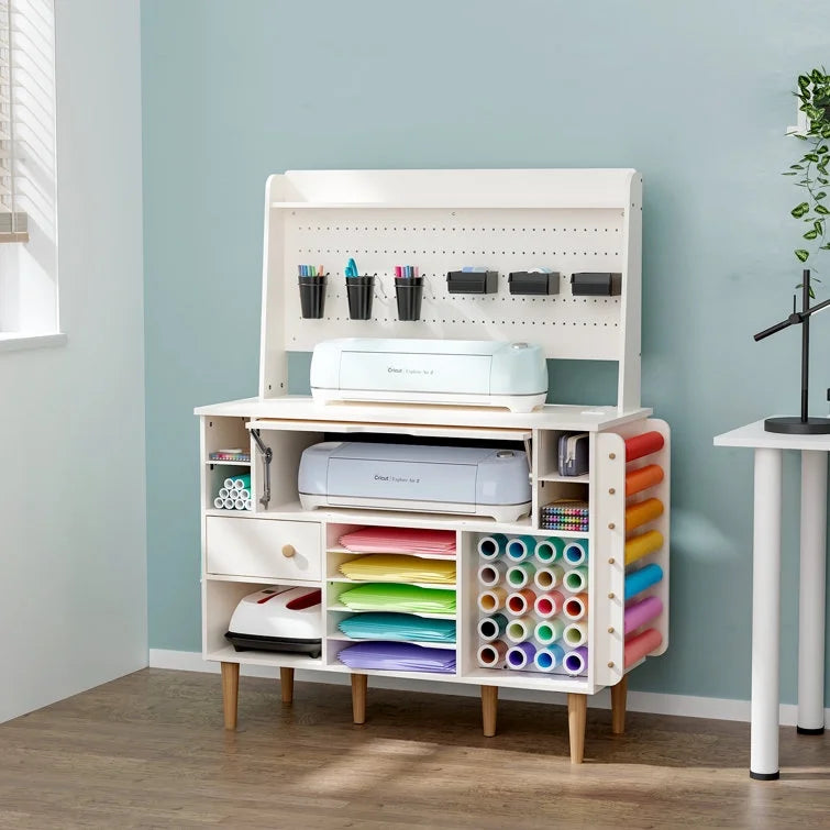 Craft Cabinet with Pegboard and Vinyl Roll Holders M4520
