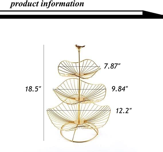 Gold Metal 3-Tier Fruit Basket Holder N584344