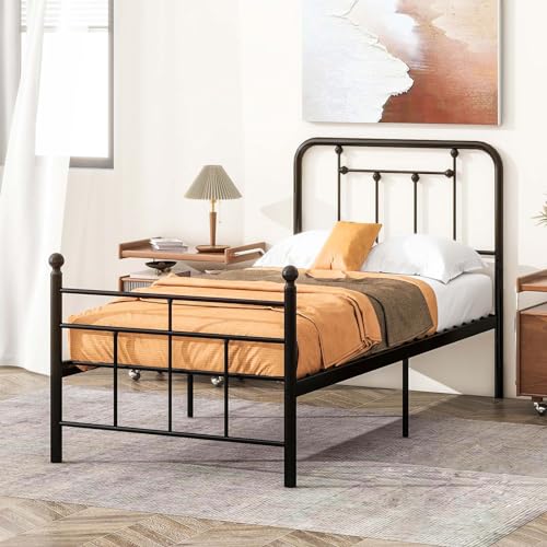 Twin Size Metal Headboard Black Steel L386