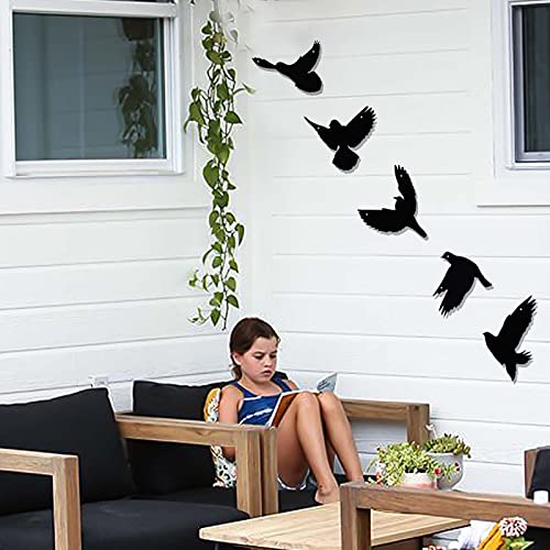 5Pcs 3D Modern Black Birds Metal Wall Stickers Y283149