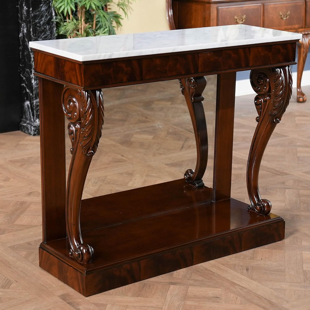 Mahogany Marble Top Console C126