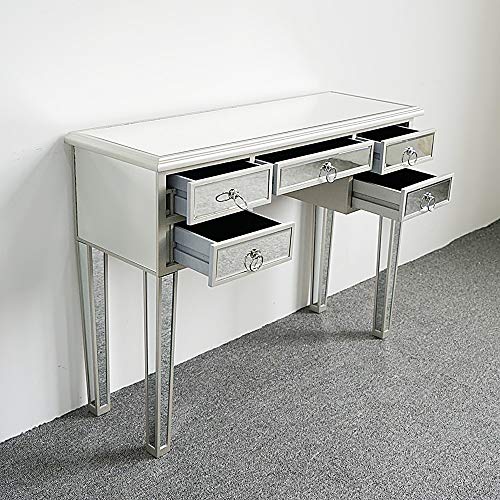 Silver Mirrored Vanity Desk with 3 Drawers C50421