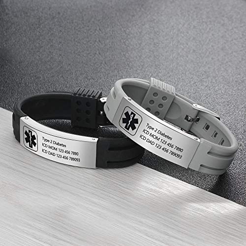 Silicone Adjustable Medical Alert Bracelets F550653
