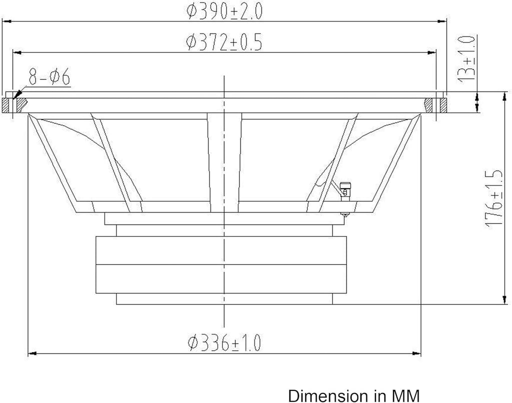 15” 800W Cast Aluminum Frame Woofer C33586