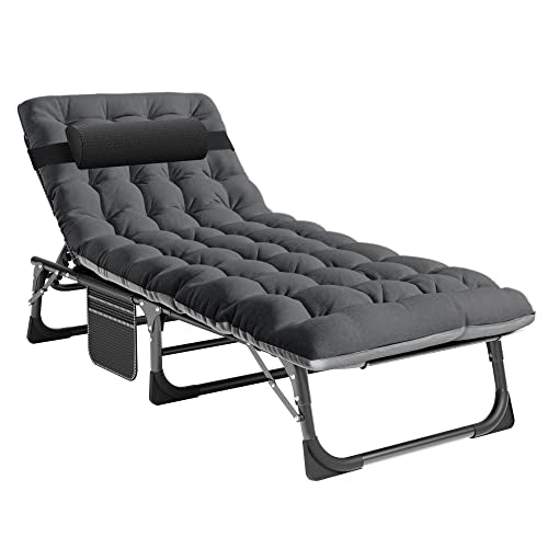 Adjustable 4-Position Folding Camping Cot with Pillow D19316