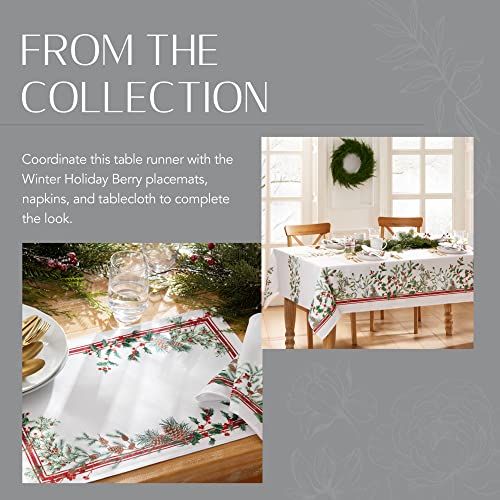 Winter Holiday Berry Bordered 60" X 120" Oblong Tablecloth Z612282